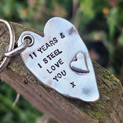 11 Years And I Steel Love You Heart Keyring 11th Wedding Anniversary Gifts Keychain