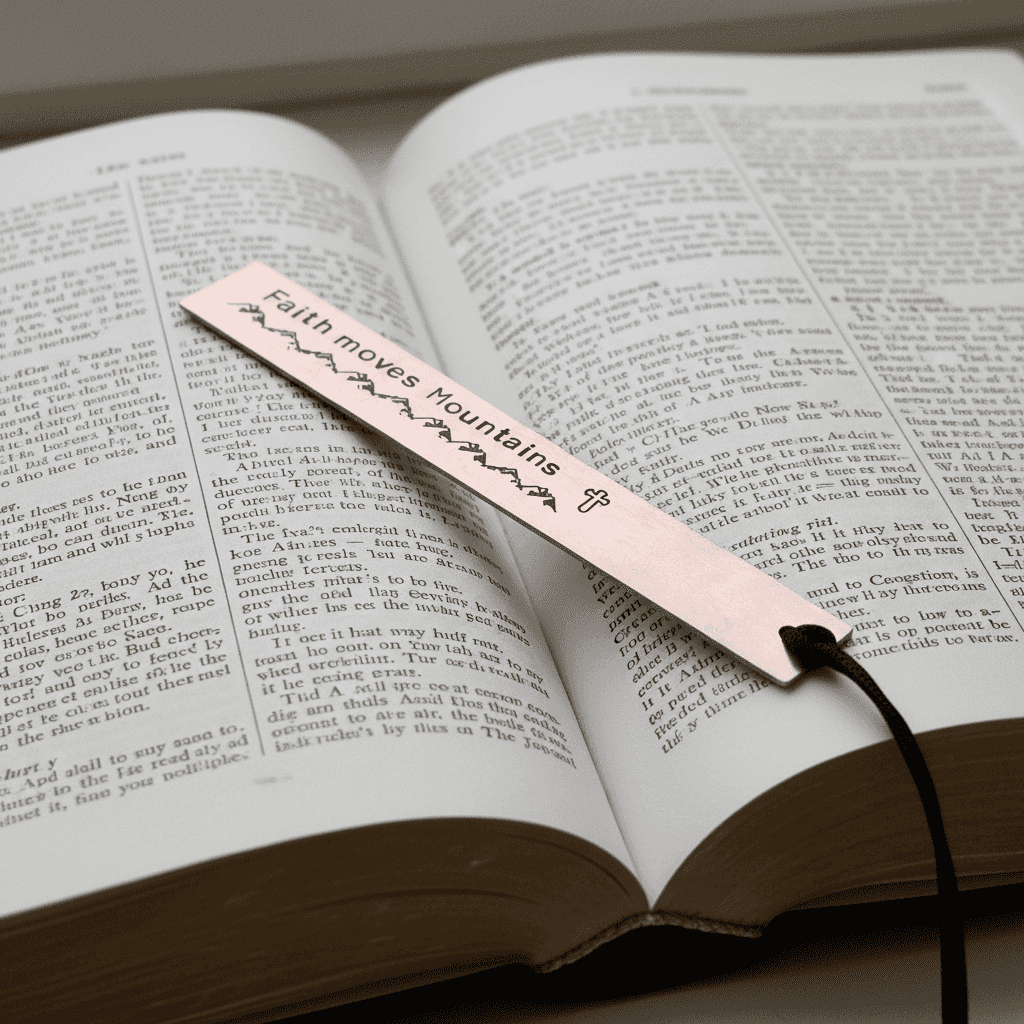 Faith Moves Mountains Copper Bookmark Personalised Adult Baptism Gift