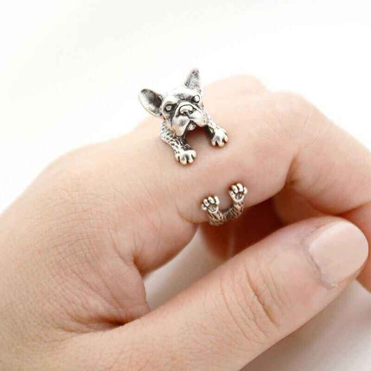AdjustFrenchie Dog Ring Animal Jewellery Giftsr her