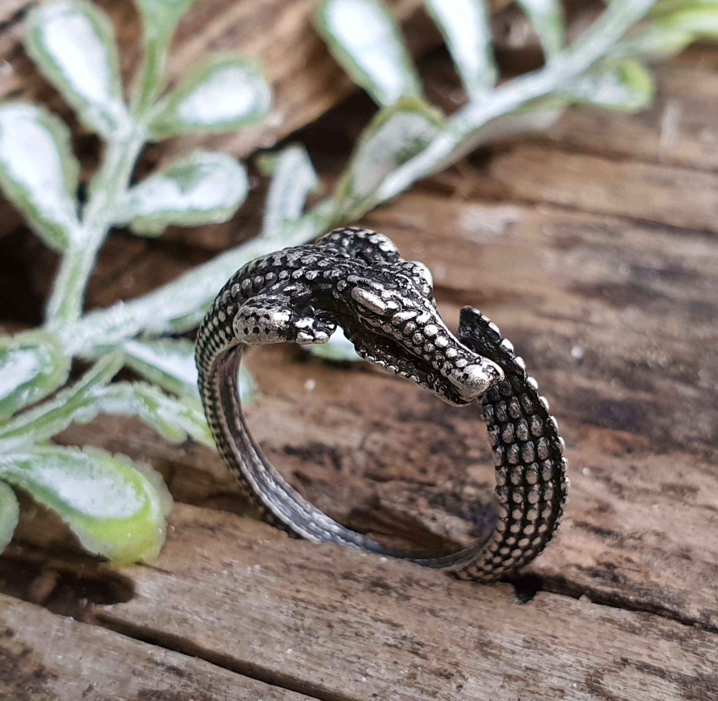 Alligator Ring Adjustable Silver Animal Jewellery