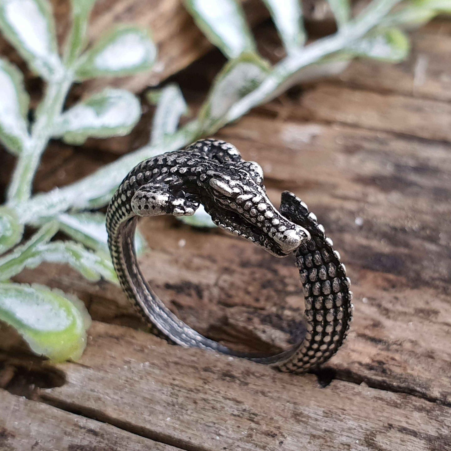 Alligator Ring Adjustable Silver Animal Jewellery