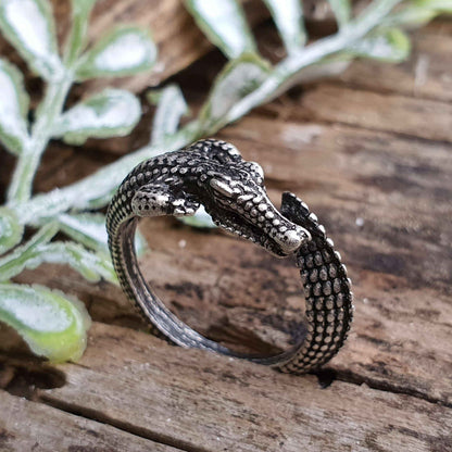 Alligator Ring Adjustable Silver Animal Jewellery