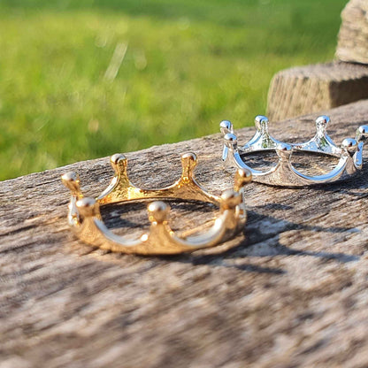 Hand Stamped Personalised Keychain Keyring Anniversary GiftsDesigner Gold Princess Crown Ring