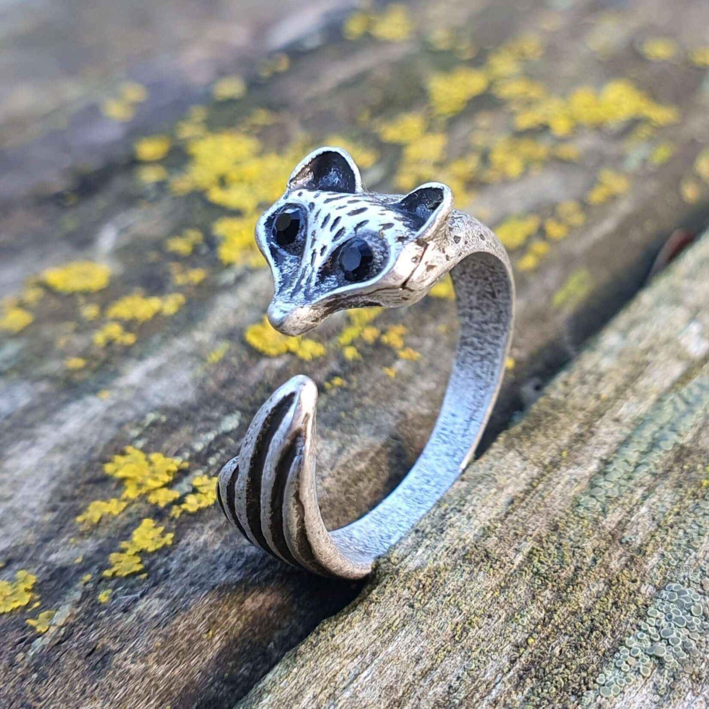 Fox Ring Cute Silver Adjustable Animal Jewellery Retro 