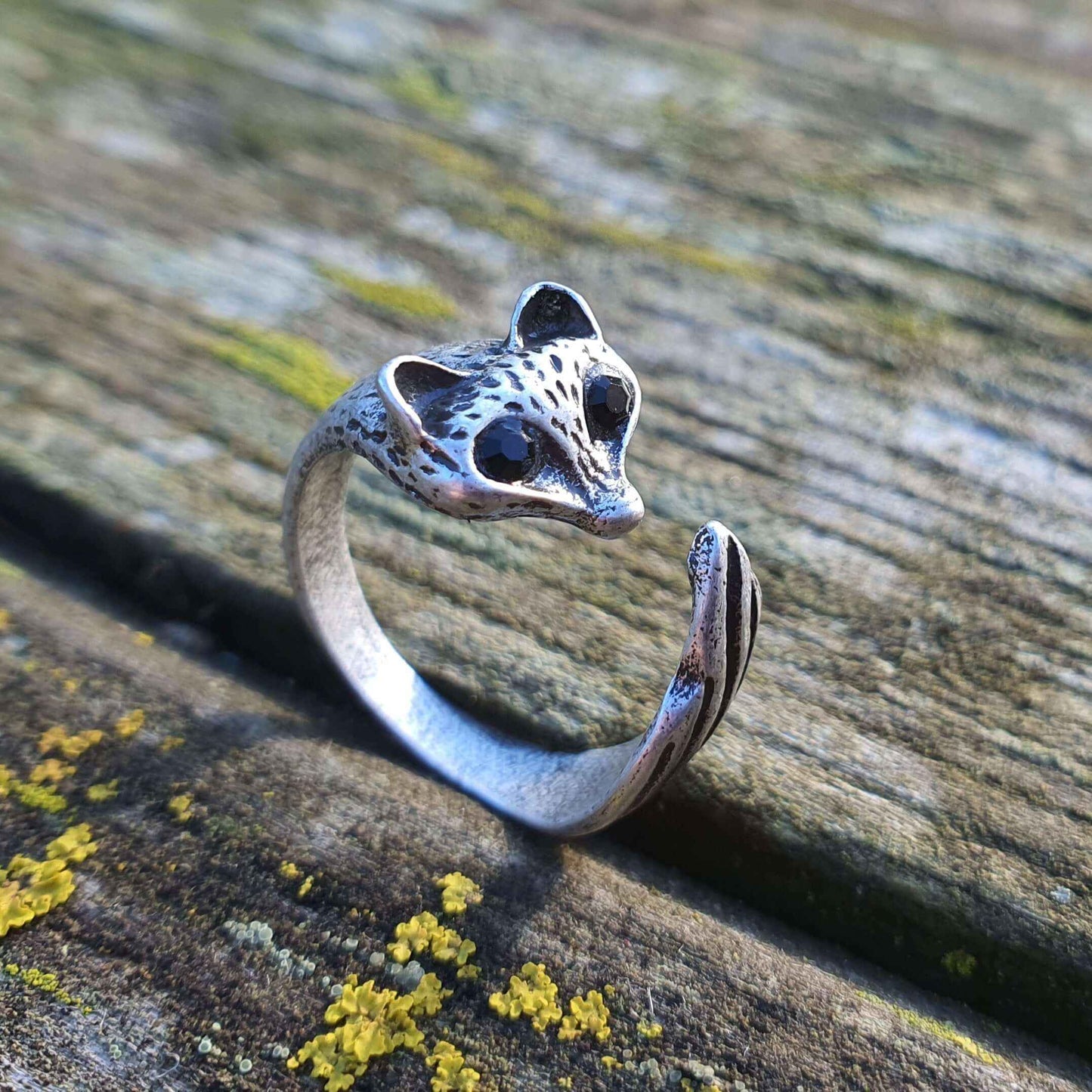 Fox Ring Cute Silver Adjustable Animal Jewellery Retro 