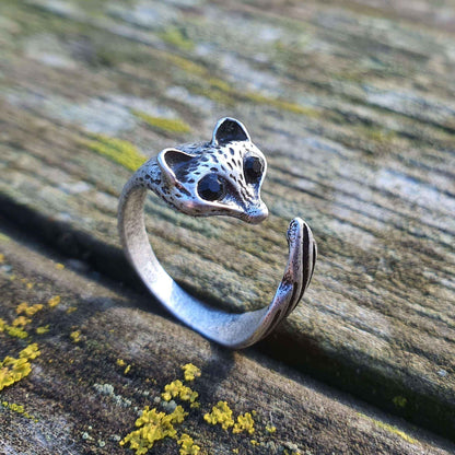 Fox Ring Cute Silver Adjustable Animal Jewellery Retro 