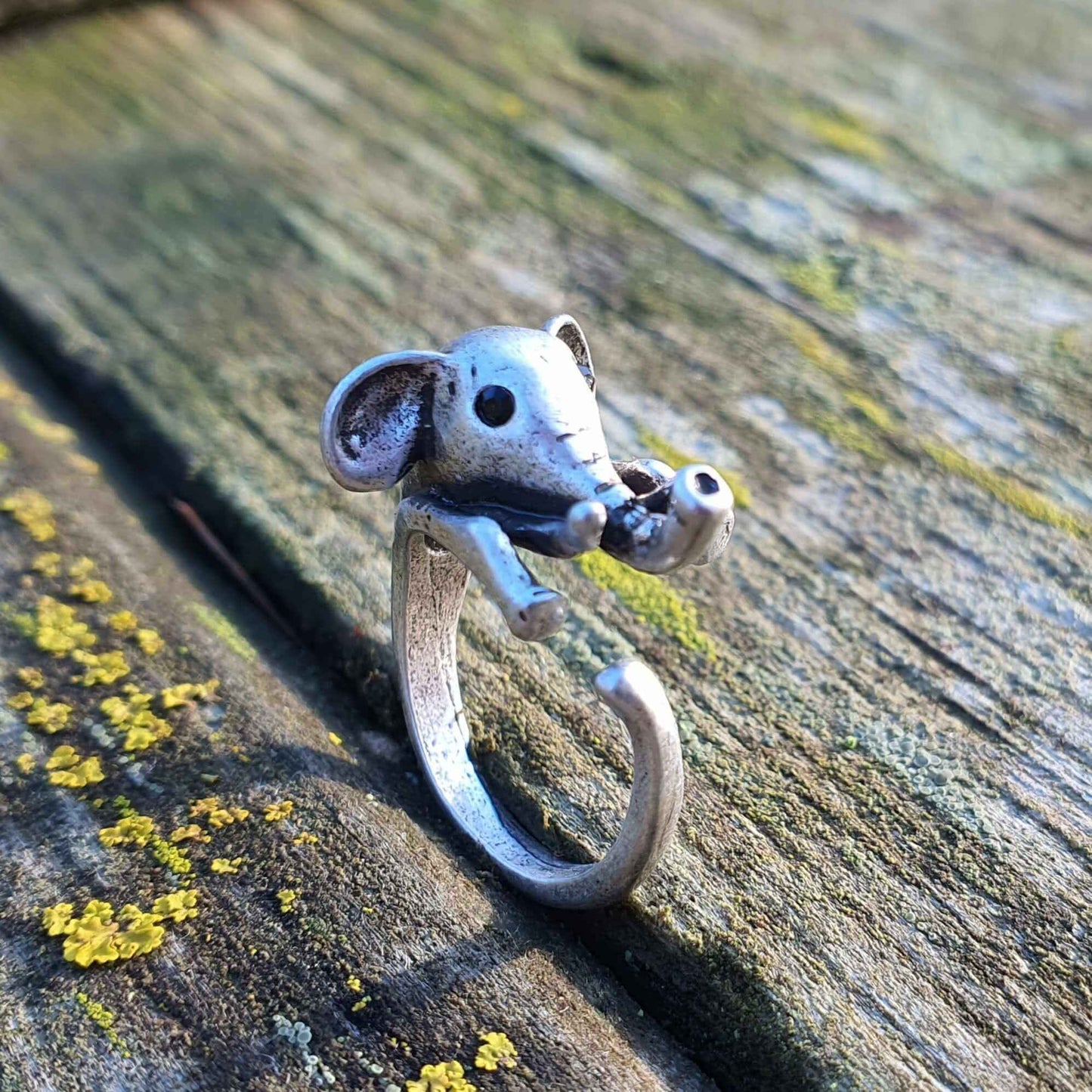Adjustable size animal ring silver jewellery jewelry dog cat cute rings Silver Elephant Ringfor her