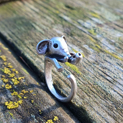 Adjustable size animal ring silver jewellery jewelry dog cat cute rings Silver Elephant Ringfor her