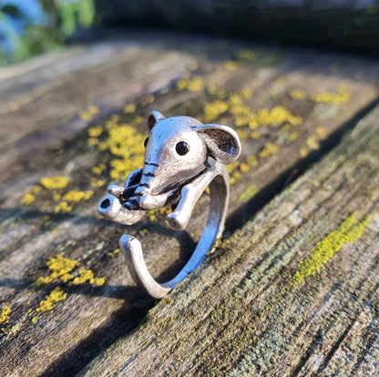 Adjustable size animal ring silver jewellery Silver Elephant Ringdog cat cute rings gifts for her