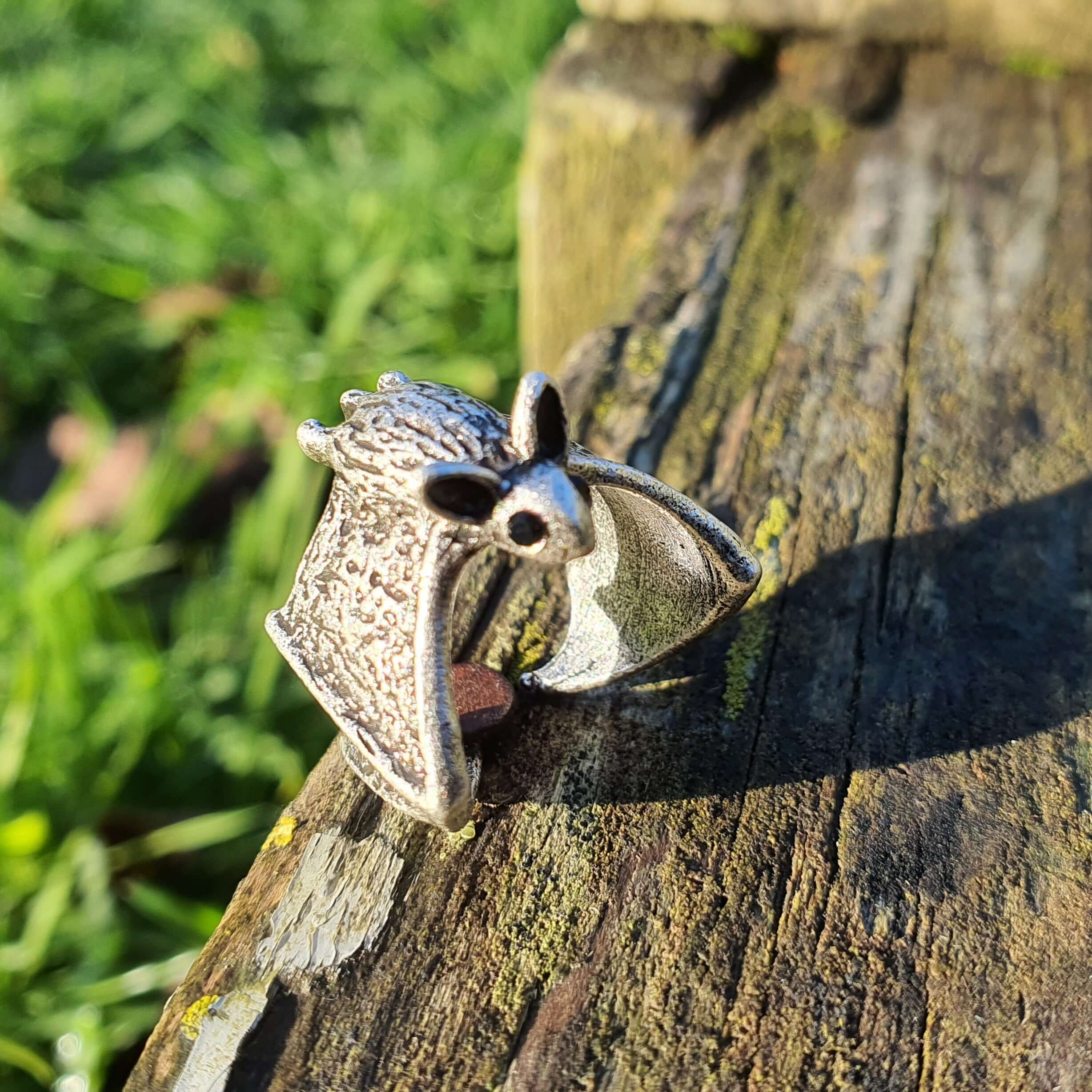 Unisex Silver Bat Ring Adjustable Animal Jewellery Goth