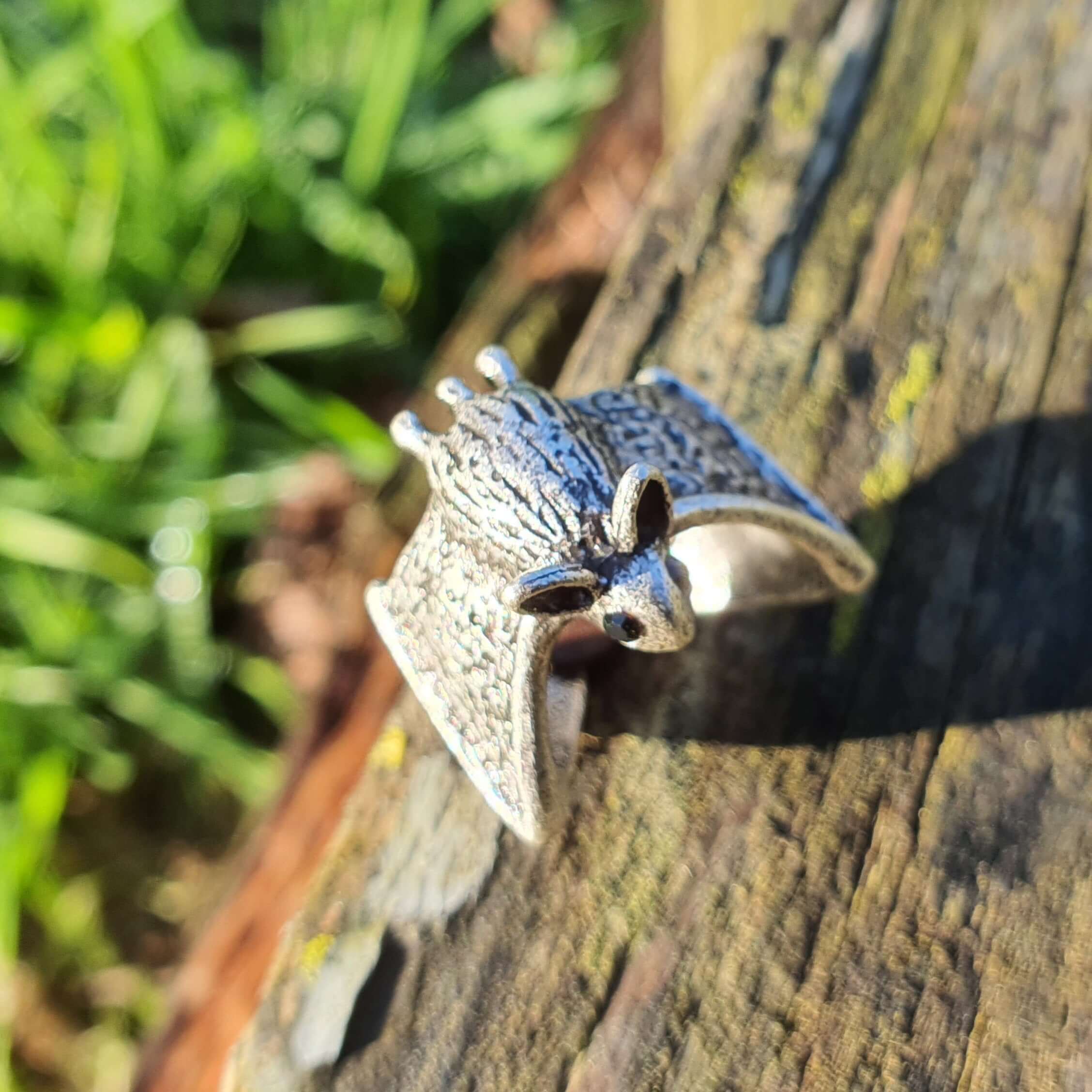 Unisex Silver Bat Ring Adjustable Animal Jewellery Goth
