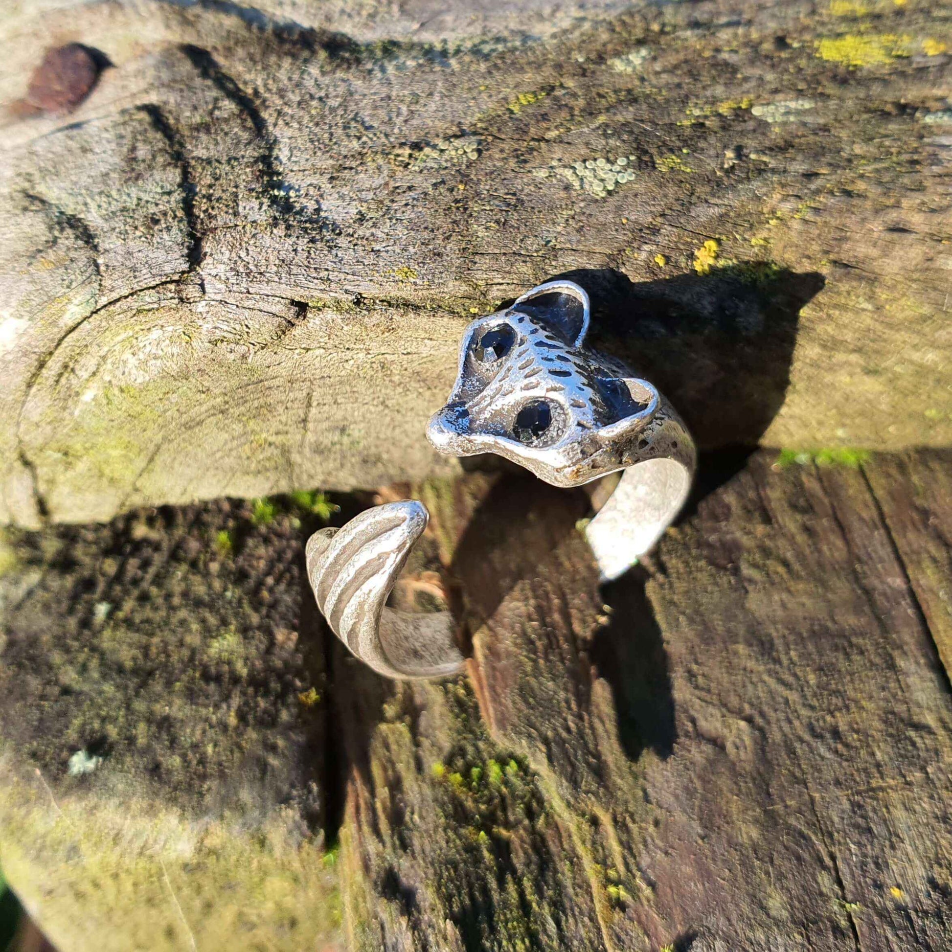 Fox Ring Cute Silver Adjustable Animal Jewellery Retro 