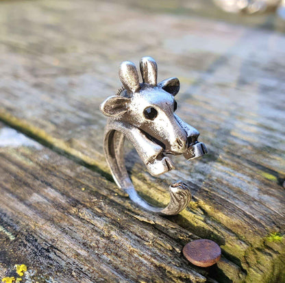 Adjustable size animal ring silver Silver Gazelle Ring jewelry dog cat cute rings gifts for her