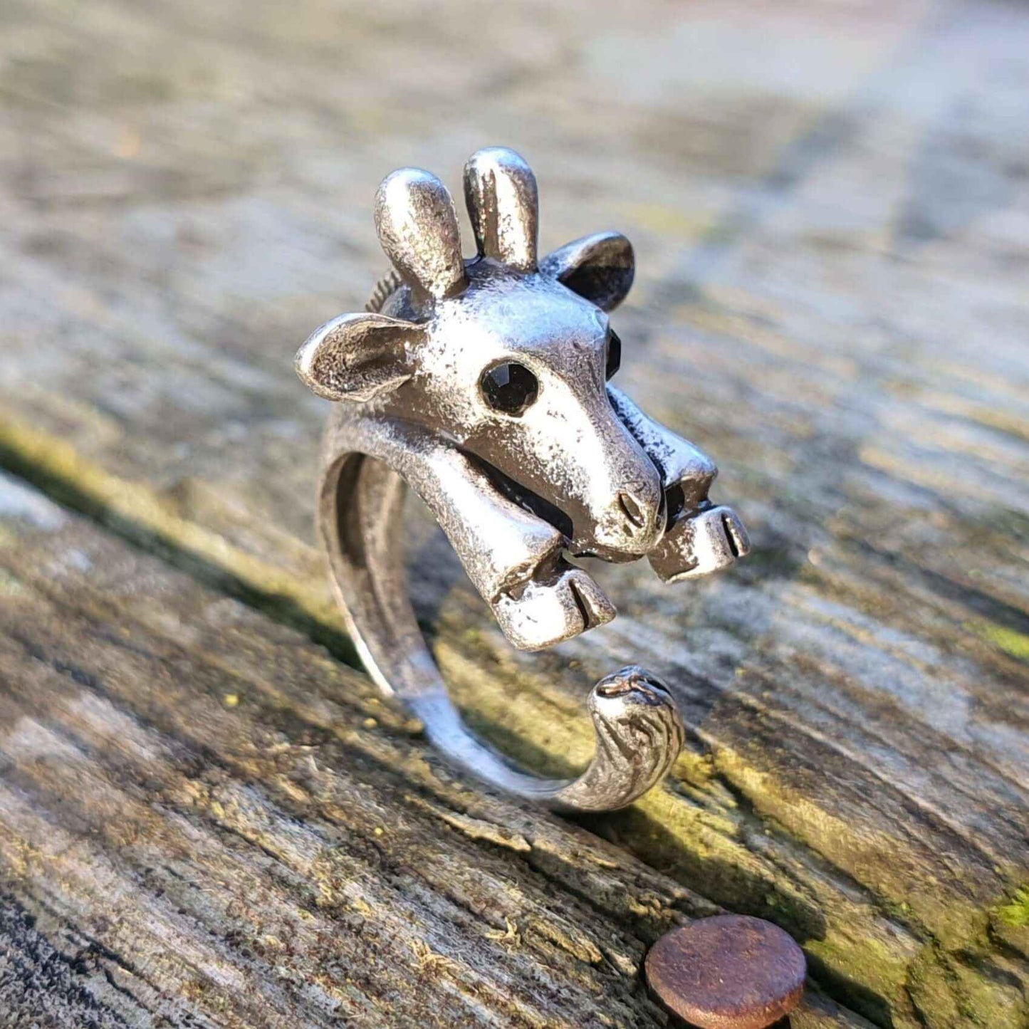 Adjustable size animal ring Silver Gazelle Ring jewellery jewelry dog cat cute rings gifts for her