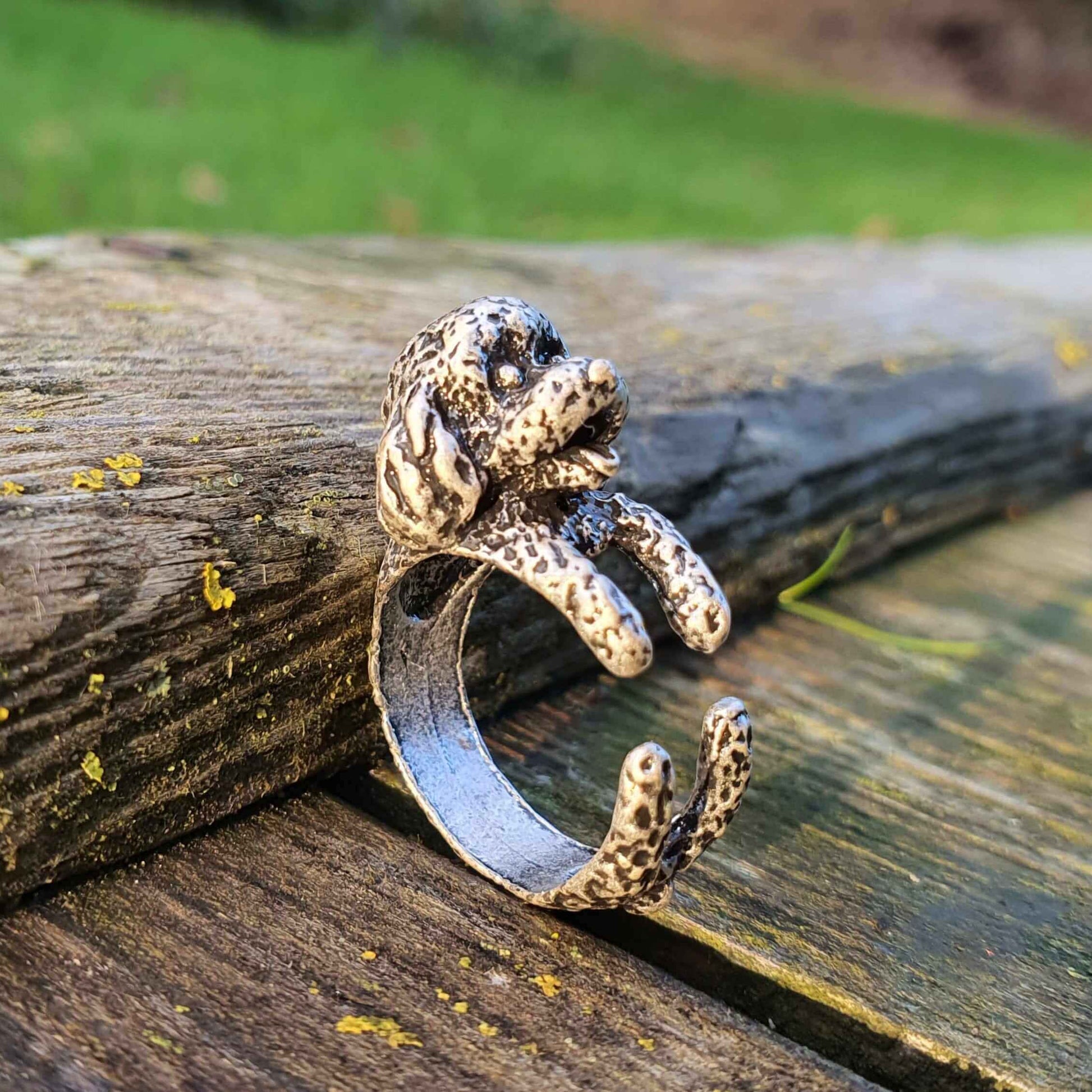 Adjustable open ring animal rings jewellery jewelry silver cute gifts Silver Poodle