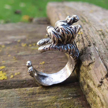 Adjustable open ring animal rings jewellery jewelry silver cute giftsYorkshire Terrier
