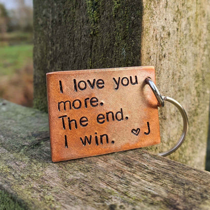 Bronze I Love You More The End I Win Keychain Boyfriend Girlfriend