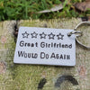 Hand Stamped Personalised Keychain Keyring Anniversary Gifts