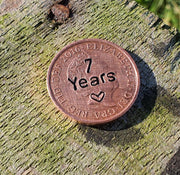 7th Wedding Anniversary Gifts Copper Anniversary Gift Hand Stamped Lucky penny