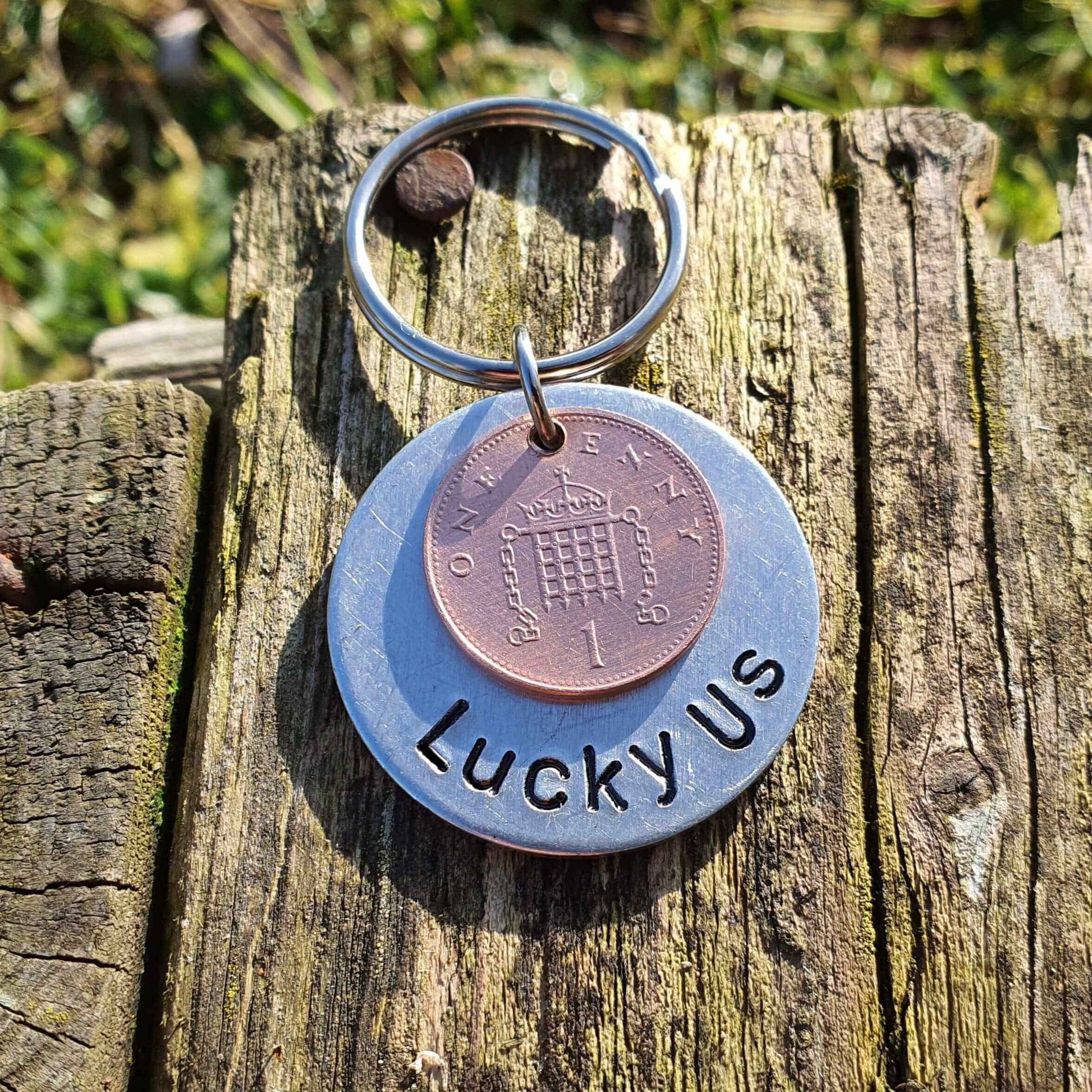 Hand Stamped Personalised Keychain Keyring Anniversary GiftsLucky Us
