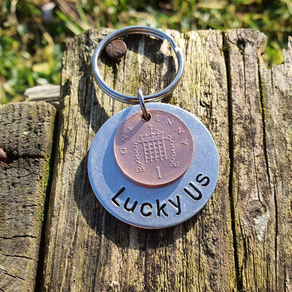 Hand Stamped Personalised Keychain Keyring Anniversary GiftsLucky Us