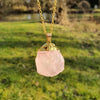 Rose Quartz Necklace Gold Dipped Pink Gemstone Necklace