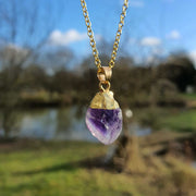 Amethyst Necklace Gold Dipped Gemstone