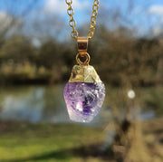 Amethyst Necklace Gold Dipped Gemstone