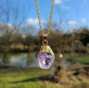 Amethyst Necklace Gold Dipped Gemstone