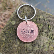 Lucky Tuppence Keychain Twice The Luck! Personalised Stamped Penny Copper Wedding Anniversary Gifts Husband