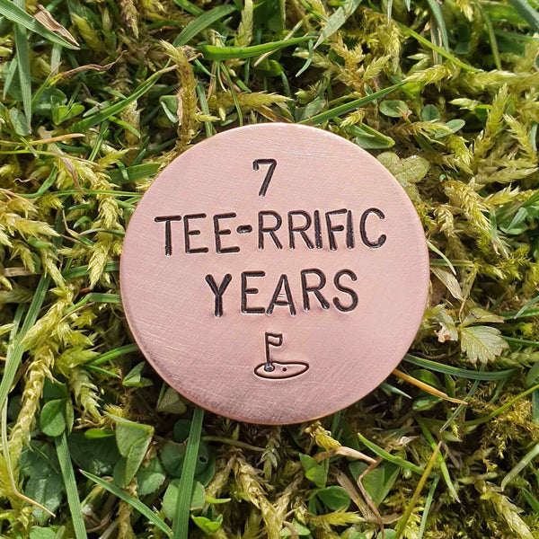7th Wedding Anniversary Gifts Copper Anniversary GiftCopper golf ball marker 7 Tee-rrific Years Gifts 7th Anniversary
