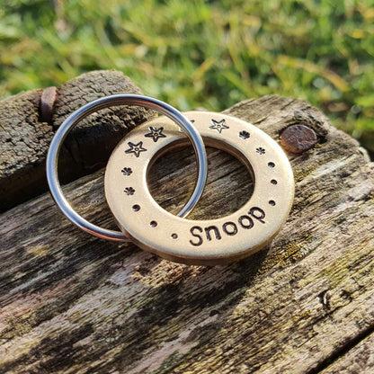 Cute personalised dog tags handmade brass Brass Dog Taghand stamped Name Number
