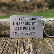 3 Years Ago I Married My Best Friend 3rd Wedding Anniversary Gifts Personalised Husband & Wife Keyring