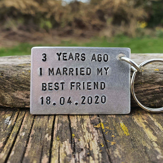 3 Years Ago I Married My Best Friend 3rd Wedding Anniversary Gifts Personalised Husband & Wife Keyring