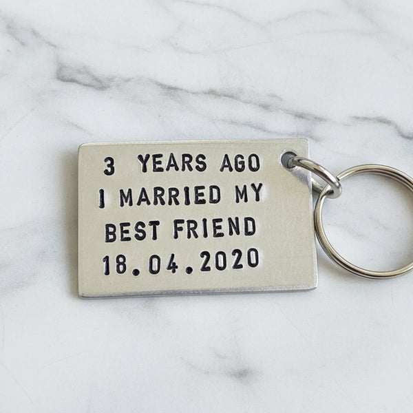 3 Years Ago I Married My Best Friend 3rd Wedding Anniversary Gifts Personalised Husband & Wife Keyring