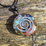 Handmade 7 Chakras Pendant Orgone Gemstone Necklace Silver Coil Energy Jewellery