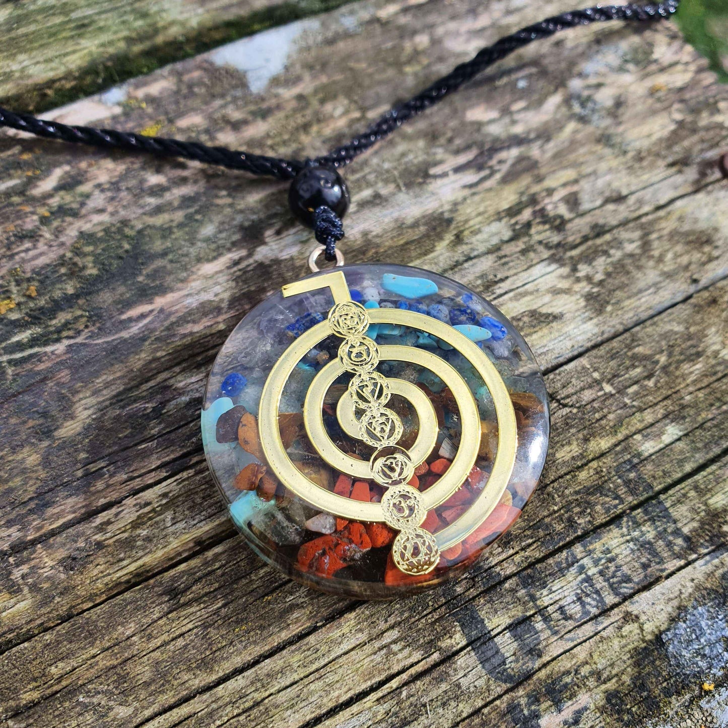 Handmade Chakra Pendant Orgone Gemstone Handmade 7 Chakras Pendant Copper Coil Energy Jewellery