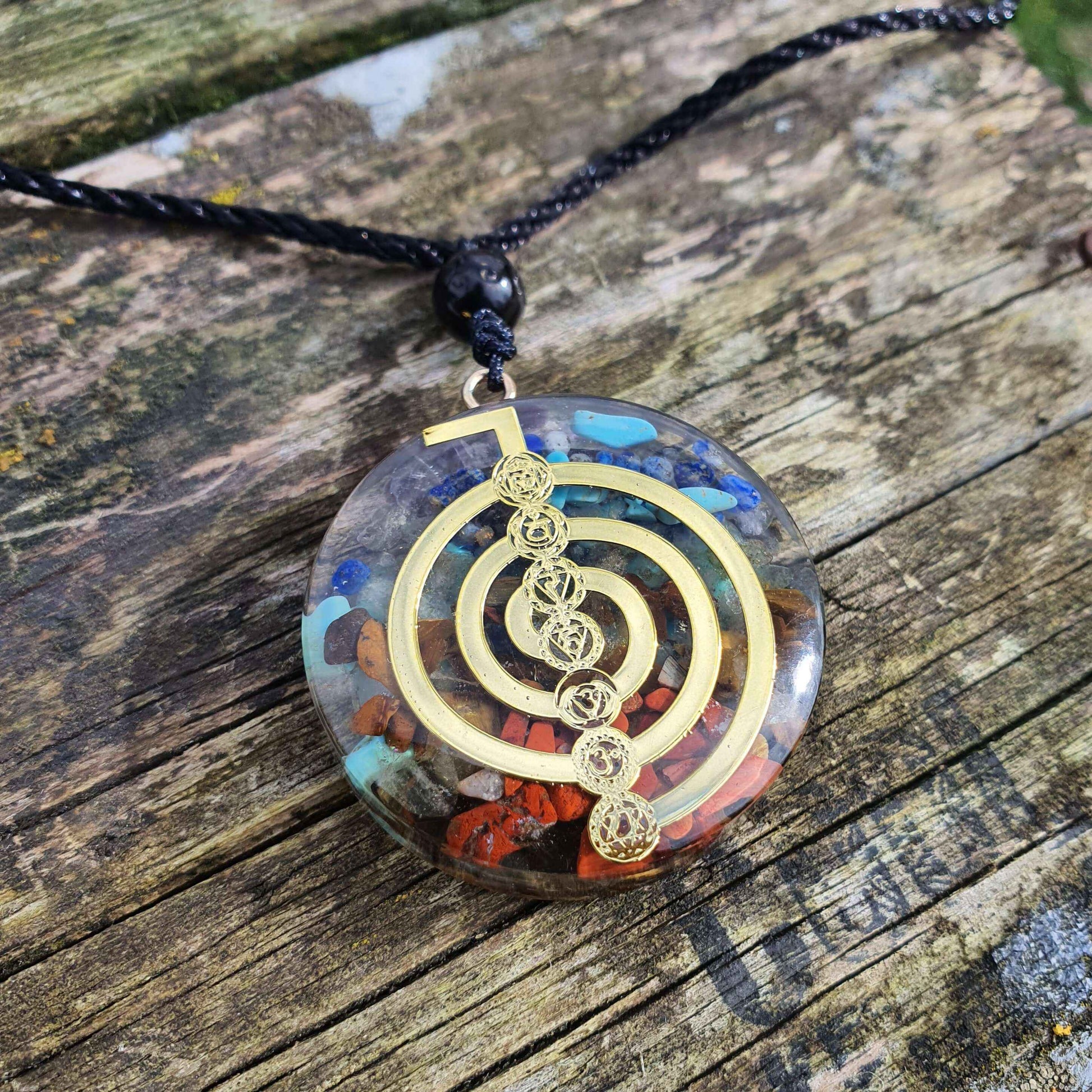 Handmade Chakra Pendant Orgone Gemstone Handmade 7 Chakras Pendant Copper Coil Energy Jewellery