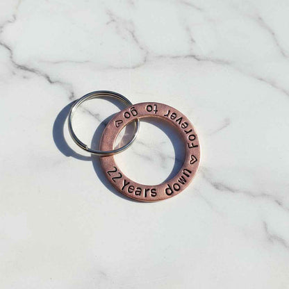 22 Years Down Forever To Go 22nd Copper Wedding Anniversary Gifts Personalised Keychain