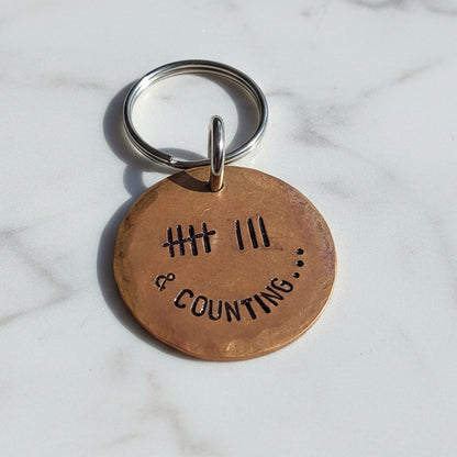 Tally Mark 8 Years And Counting Husband Wife Gifts 8th Anniversary gift Bronze Anniversary Personalised 8 Years Keyring Keychain