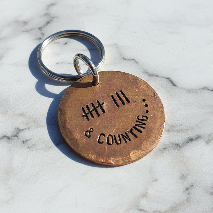 Tally Mark 8 Years And Counting Husband Wife Gifts 8th Anniversary gift Bronze Anniversary Personalised 8 Years Keyring Keychain