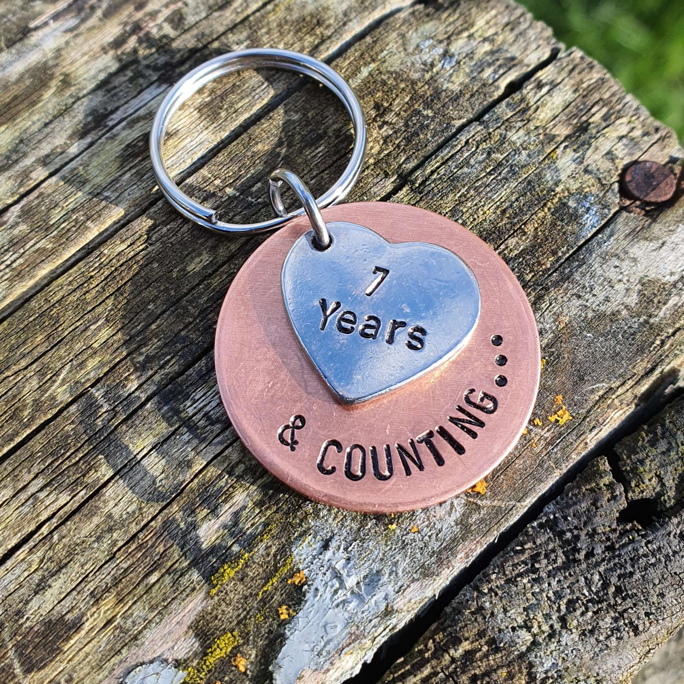 Hand Stamped Keyring Wife Gifts 8th Bronze Wedding Keychain