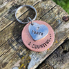 7 Years And Counting Cute Hand Stamped Keyring Copper Gifts For Men Her 7th Wedding Anniversary Keychain