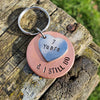 7 Years And I Still Do Hand Stamped Keyring Copper Gifts For Men Her 7th Wedding Anniversary Keychain