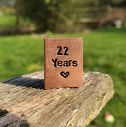 22 Years Hand Stamped Copper Anniversary Card Wedding Anniversary Gifts