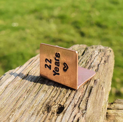 22 Years Hand Stamped Copper Anniversary Card Wedding Anniversary Gifts