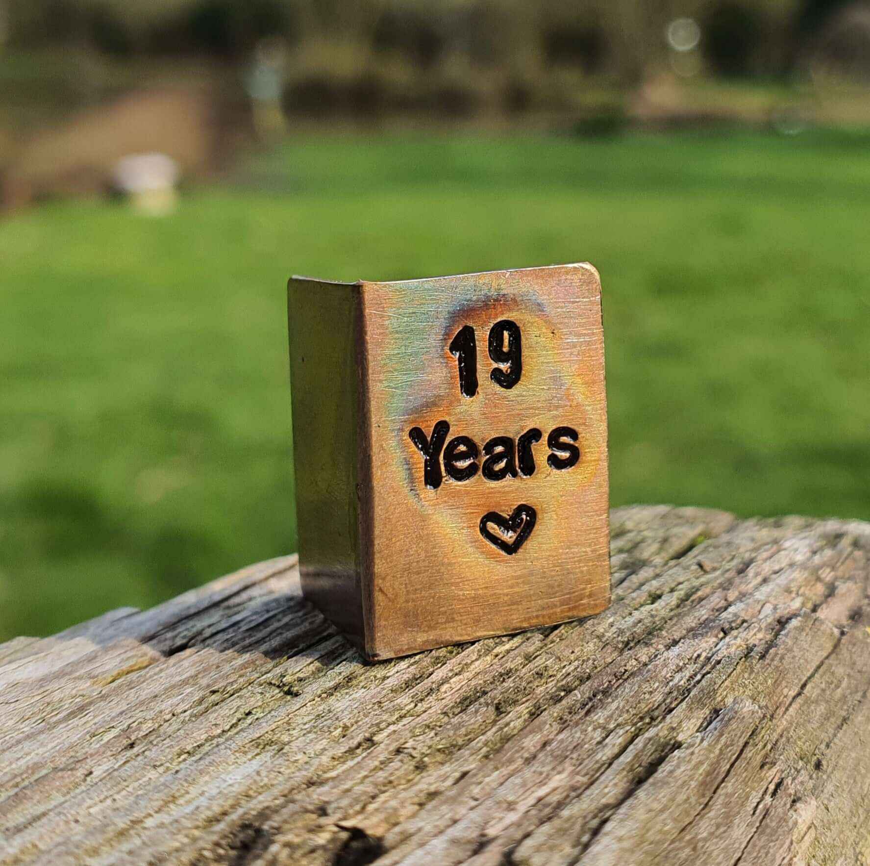 19 Years Hand Stamped Bronze Anniversary Card 19th Anniversary Gifts