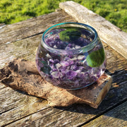 Hand Blown Driftwood Aquarium Marimo Moss Ball Amethyst Terrarium Gift Centrepiece