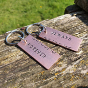 Always And Forever Personalised Copper 7th Wedding Anniversary Gifts For Him Her Husband Wife Keychain Keyring Set