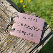 Always And Forever Personalised Copper 7th Wedding Anniversary Gifts For Him Her Husband Wife Keychain Keyring Set